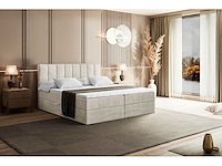 Box spring bed 160x200 - matras - matras topper - borst - beige fluweel - afbeelding 5 van  11