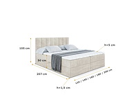 Box spring bed 160x200 - matras - matras topper - borst - beige fluweel - afbeelding 7 van  11