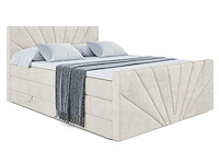Box spring bed 160x200 - matras - matras topper - borst - beige fluweel - afbeelding 5 van  9