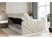 Box spring bed 160x200 - matras - matras topper - borst - beige fluweel - afbeelding 11 van  12