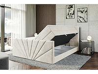 Box spring bed 160x200 - matras - matras topper - borst - beige fluweel - afbeelding 7 van  9