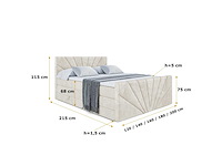 Box spring bed 160x200 - matras - matras topper - borst - beige fluweel - afbeelding 8 van  9