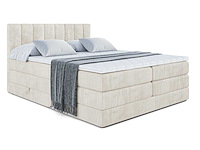 Box spring bed 160x200 - matras - matras topper - borst - beige fluweel - afbeelding 6 van  10