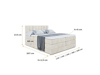 Box spring bed 160x200 - matras - matras topper - borst - beige fluweel - afbeelding 9 van  10