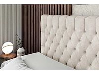 Box spring bed 160x200 - matras - matras topper - borst - beige fluweel - afbeelding 5 van  6