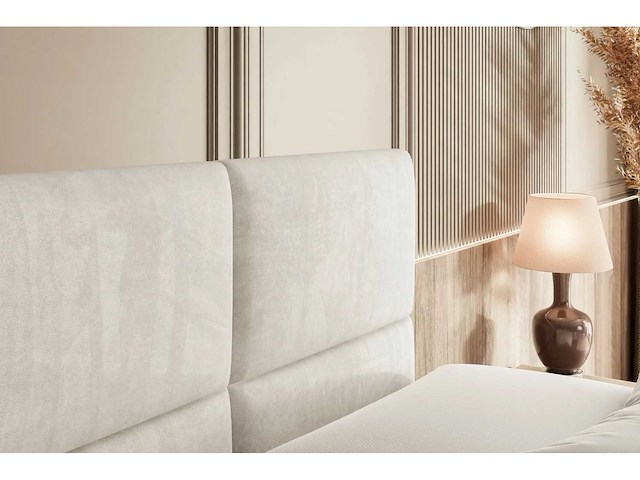 Box spring bed 160x200 - matras - matras topper - borst - beige fluweel - afbeelding 8 van  8