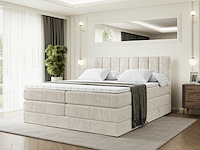 Box spring bed 160x200 - matras - matras topper - borst - beige fluweel - afbeelding 1 van  4