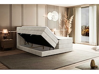 Box spring bed 160x200 - matras - matras topper - borst - beige fluweel - afbeelding 3 van  4