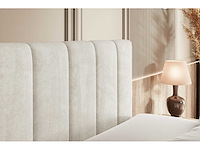 Box spring bed 160x200 - matras - matras topper - borst - beige fluweel - afbeelding 4 van  4