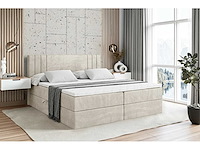 Box spring bed 160x200 - matras - matras topper - borst - beige fluweel - afbeelding 3 van  10