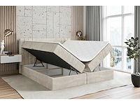 Box spring bed 160x200 - matras - matras topper - borst - beige fluweel - afbeelding 5 van  10