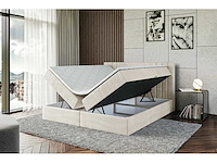 Box spring bed 160x200 - matras - matras topper - borst - beige fluweel - afbeelding 7 van  10