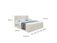 Box spring bed 160x200 - matras - matras topper - borst - beige fluweel - afbeelding 8 van  10