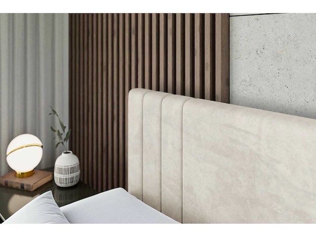 Box spring bed 160x200 - matras - matras topper - borst - beige fluweel - afbeelding 10 van  10