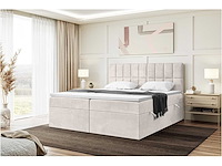 Box spring bed 160x200 - matras - matras topper - borst - beige stof - afbeelding 3 van  10