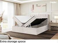 Box spring bed 160x200 - matras - matras topper - borst - beige stof - afbeelding 8 van  10