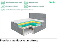 Box spring bed 160x200 - matras - matras topper - borst - beige stof - afbeelding 9 van  10