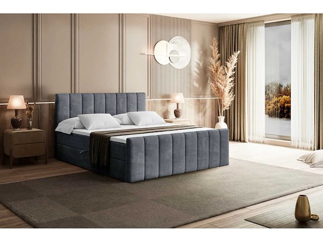 Box spring bed 160x200 - matras - matras topper - borst - fluweel donkergrijs - afbeelding 11 van  15