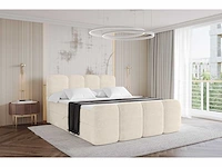 Box spring bed 160x200 cm - borst - matras - matras topper - beige fluweel