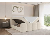 Box spring bed 160x200 cm - borst - matras - matras topper - beige fluweel - afbeelding 3 van  9