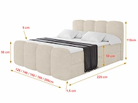 Box spring bed 160x200 cm - borst - matras - matras topper - beige fluweel - afbeelding 4 van  9