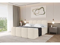 Box spring bed 160x200 cm - borst - matras - matras topper - beige fluweel - afbeelding 6 van  9