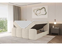 Box spring bed 160x200 cm - borst - matras - matras topper - beige fluweel - afbeelding 7 van  9