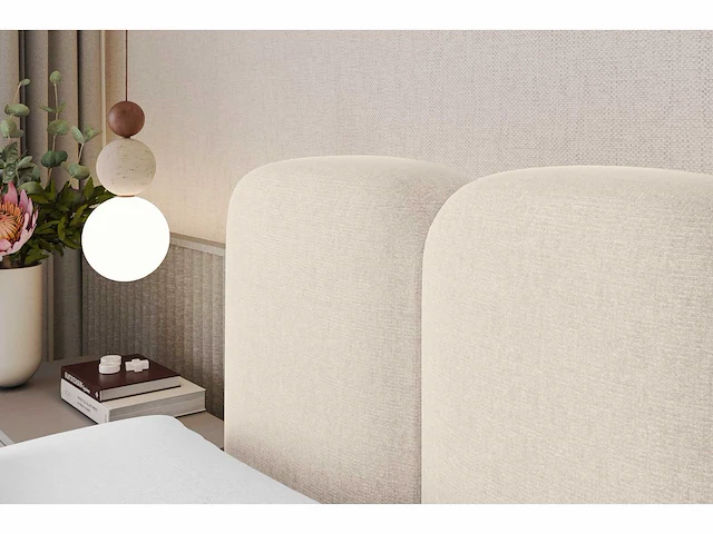 Box spring bed 160x200 cm - borst - matras - matras topper - beige fluweel - afbeelding 8 van  9