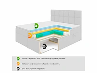 Box spring bed 160x200 cm - borst - matras - matras topper - beige fluweel - afbeelding 9 van  9
