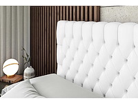 Box spring bed 160x200 cm - borst - matras - matras topper - witte pu - afbeelding 11 van  13