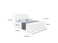Box spring bed 160x200 cm - borst - matras - matras topper - witte pu - afbeelding 12 van  13