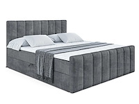 Box spring bed 180x200 - matras - matras topper - borst - donkergrijs fluweel - afbeelding 2 van  8
