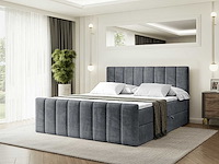 Box spring bed 180x200 - matras - matras topper - borst - donkergrijs fluweel
