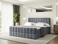 Box spring bed 180x200 - matras - matras topper - borst - donkergrijs fluweel