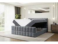 Box spring bed 180x200 - matras - matras topper - borst - donkergrijs fluweel - afbeelding 10 van  12