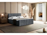 Box spring bed 180x200 - matras - matras topper - borst - donkergrijs fluweel - afbeelding 7 van  9