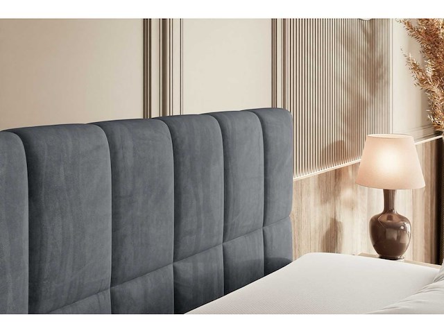 Box spring bed 180x200 - matras - matras topper - borst - donkergrijs fluweel - afbeelding 11 van  12