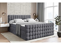 Box spring bed 180x200 - matras - matras topper - borst - donkergrijs fluweel - afbeelding 6 van  13