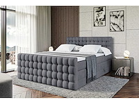 Box spring bed 180x200 - matras - matras topper - borst - donkergrijs fluweel - afbeelding 9 van  13