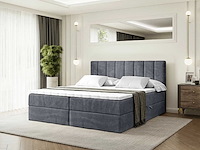 Box spring bed 180x200 - matras - matras topper - borst - donkergrijs fluweel - afbeelding 1 van  10