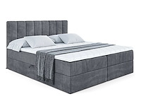 Box spring bed 180x200 - matras - matras topper - borst - donkergrijs fluweel - afbeelding 4 van  10