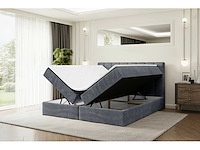 Box spring bed 180x200 - matras - matras topper - borst - donkergrijs fluweel - afbeelding 5 van  10