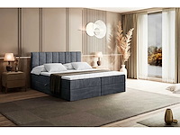 Box spring bed 180x200 - matras - matras topper - borst - donkergrijs fluweel - afbeelding 6 van  10