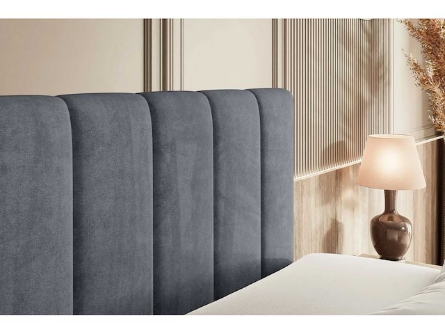 Box spring bed 180x200 - matras - matras topper - borst - donkergrijs fluweel - afbeelding 10 van  10