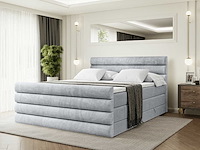 Box spring bed 180x200 - matras - matras topper - borst - grijs fluweel