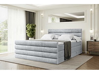 Box spring bed 180x200 - matras - matras topper - borst - grijs fluweel - afbeelding 4 van  7