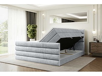 Box spring bed 180x200 - matras - matras topper - borst - grijs fluweel - afbeelding 5 van  7