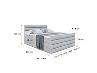 Box spring bed 180x200 - matras - matras topper - borst - grijs fluweel - afbeelding 7 van  7