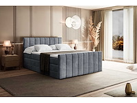 Box spring bed 180x200 - matras - matras topper - borst - grijs fluweel - afbeelding 5 van  7
