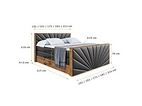 Box spring bed 180x200 - matras - matras topper - borst - pu zwart en hout - afbeelding 7 van  7